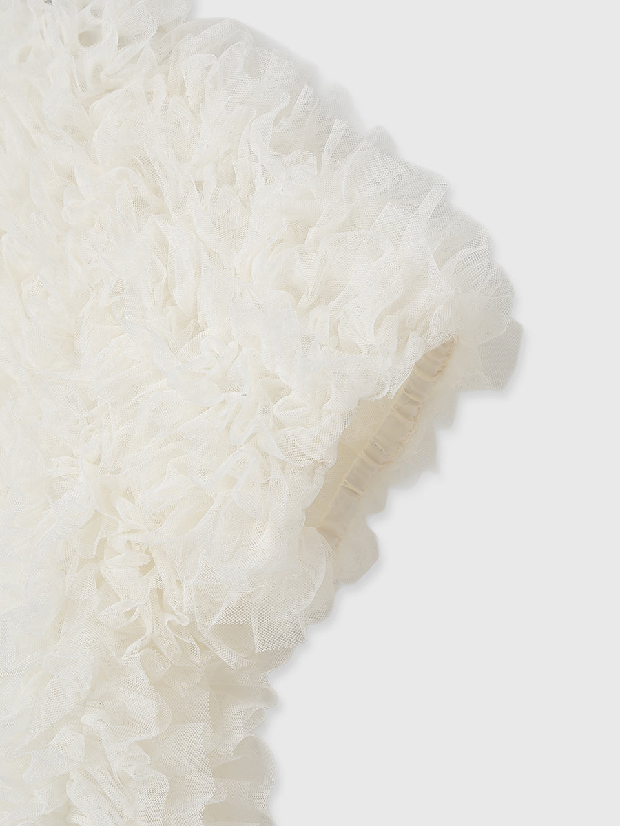 チュールフリルトップス