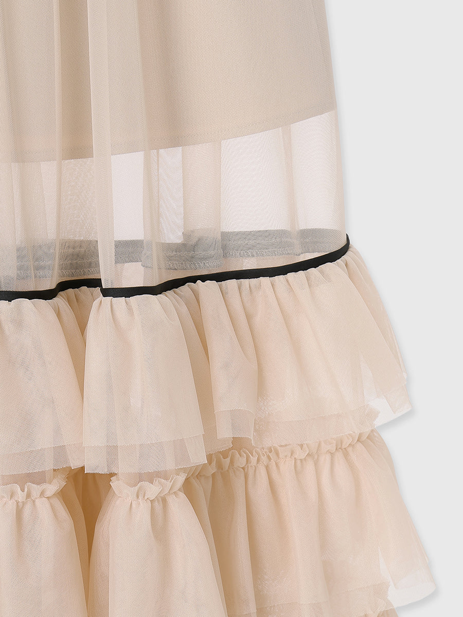 チュールティアードレイヤードスカート