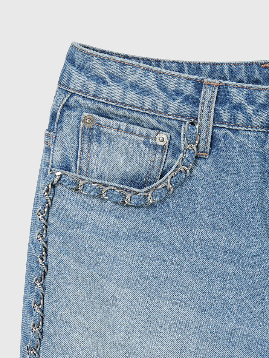 デコラティブワイドレッグデニム