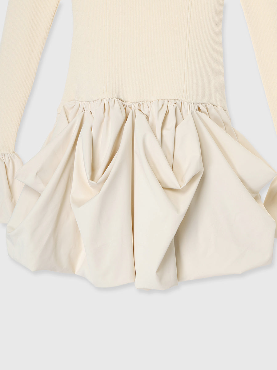 ボリュームヘムドッキングニットワンピ