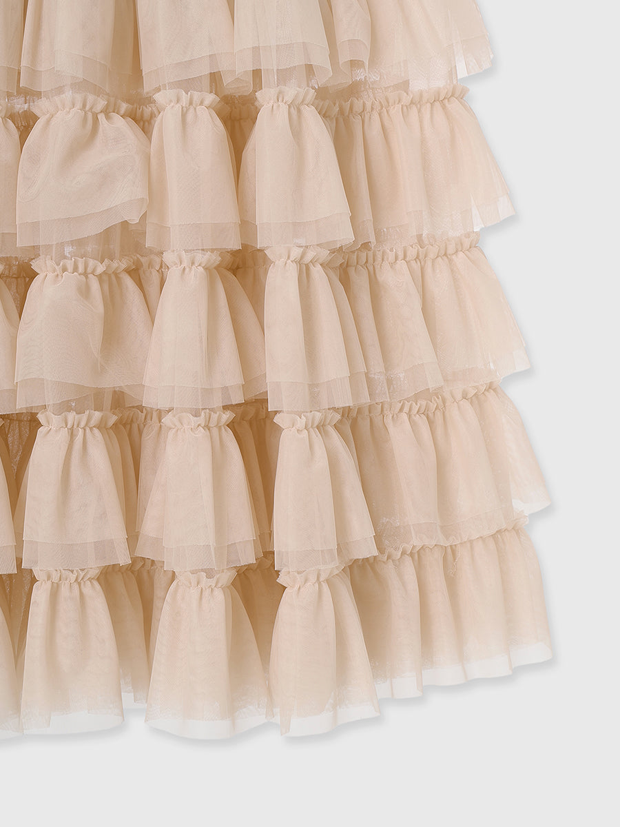 チュールティアードレイヤードスカート