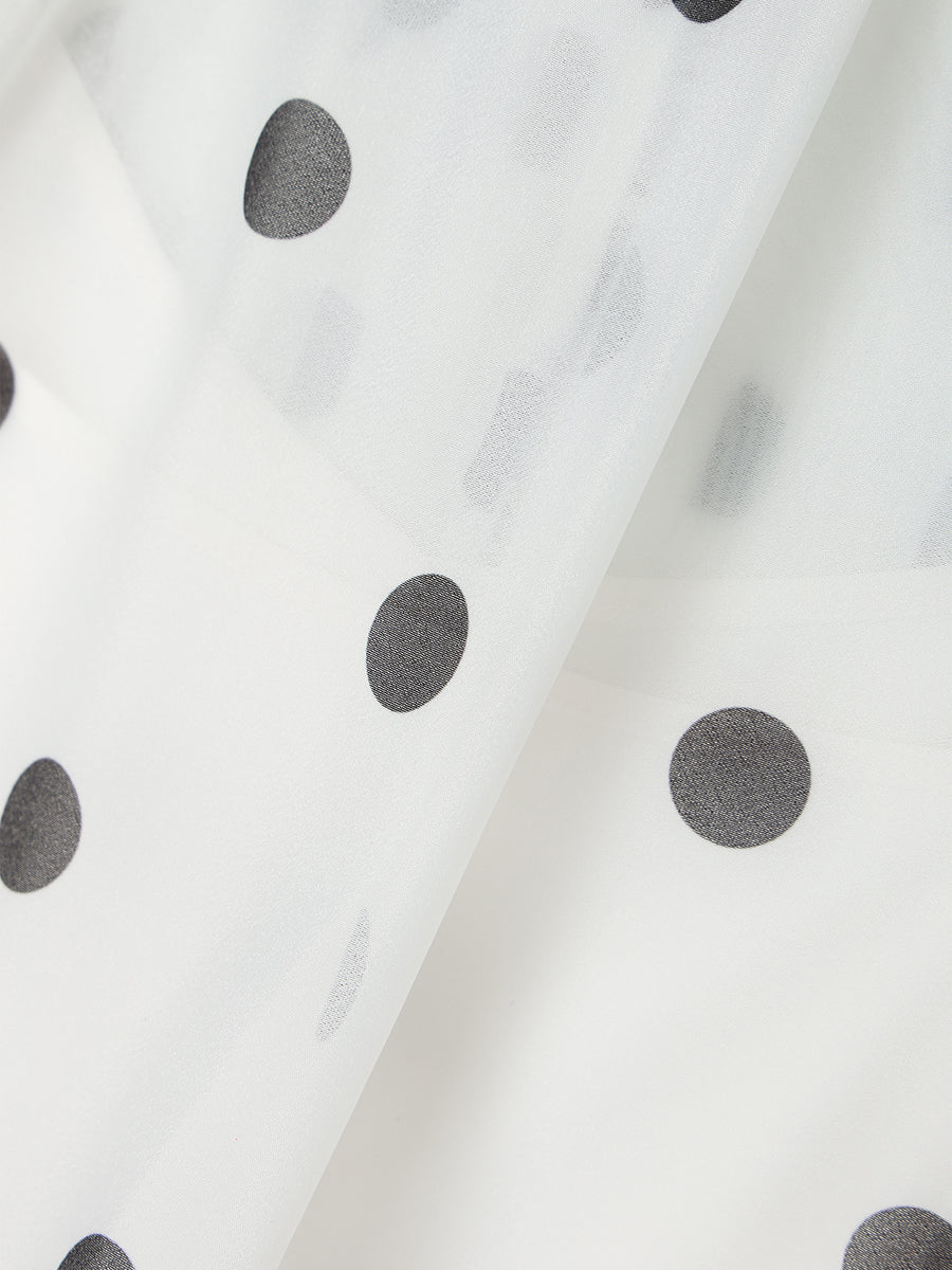 ドットボウタイラッフルブラウス