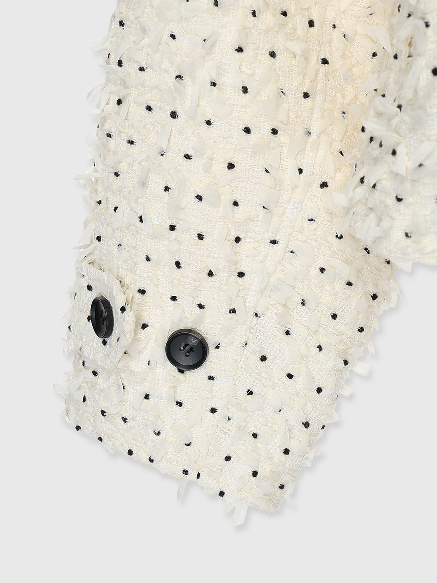 ドットツイードショートトレンチコート