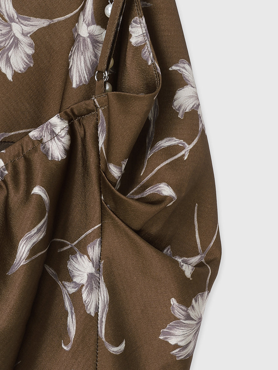 フラワーモチーフパールストラップキャミワンピース