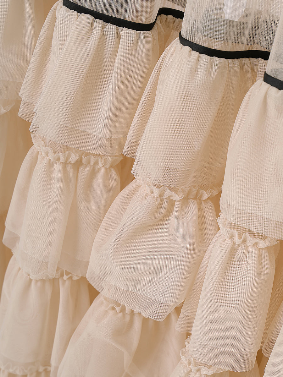 チュールティアードレイヤードスカート