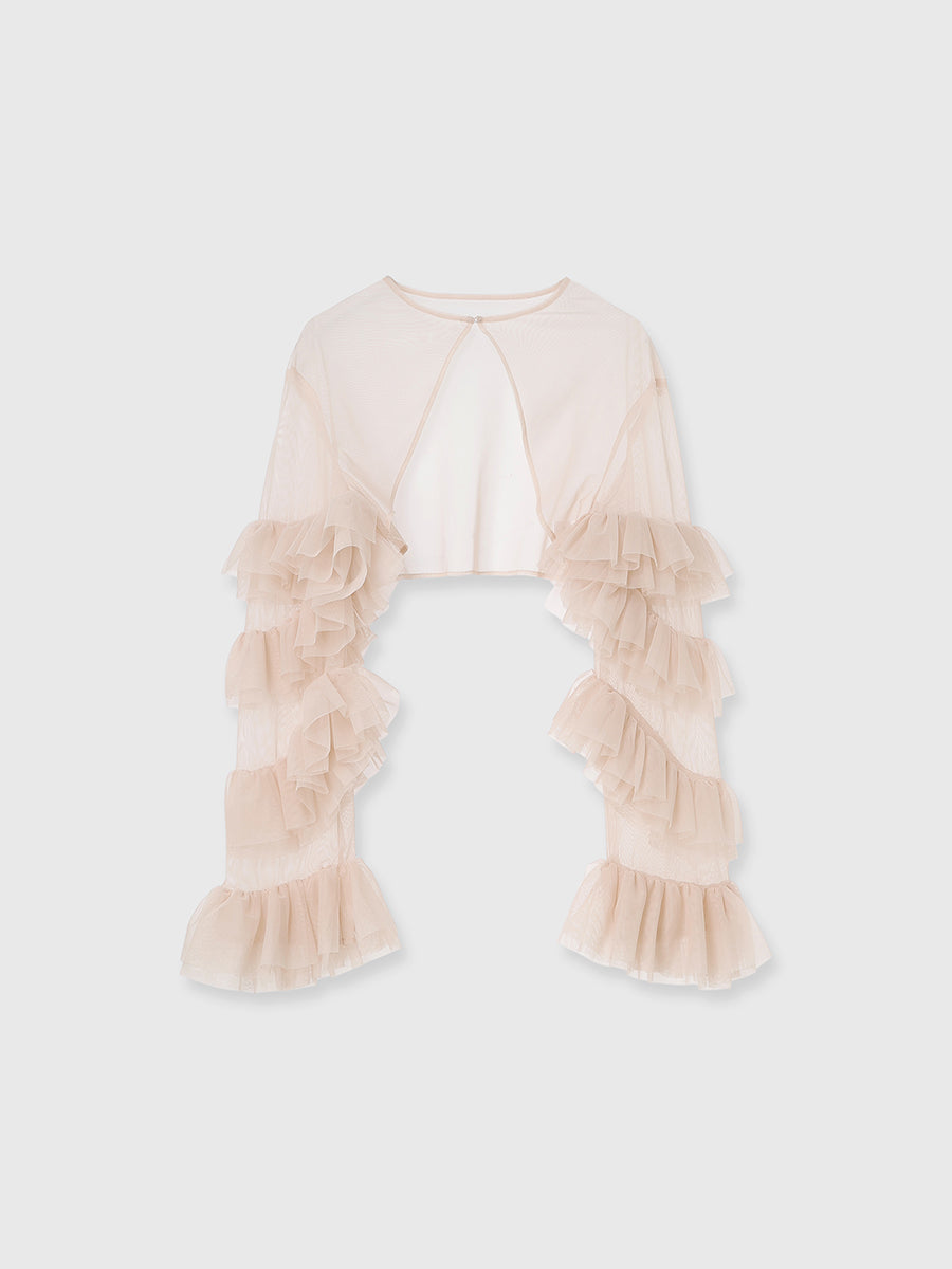 ラッフルスリーブチュールボレロSETキャミドレス