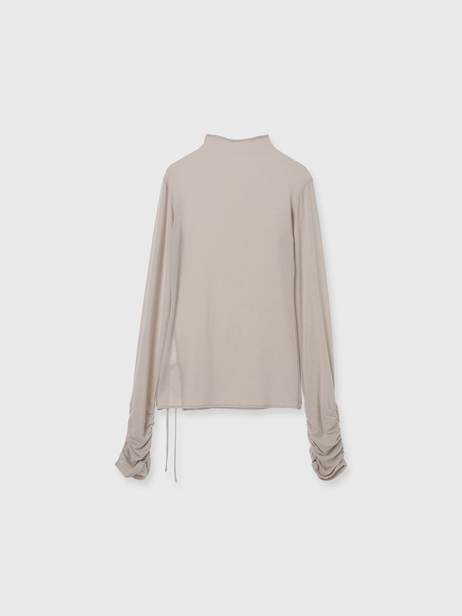 カシミヤ混シアースリーブギャザートップス