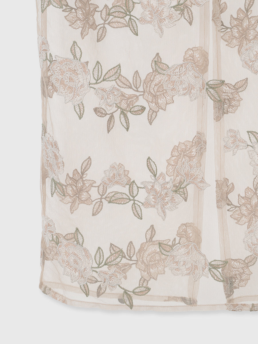 チュールレースフラワーモチーフタイトスカート