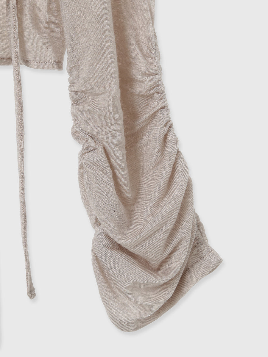 カシミヤ混シアースリーブギャザートップス