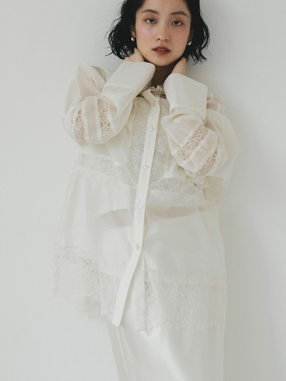 レースコンビシアーシャツ