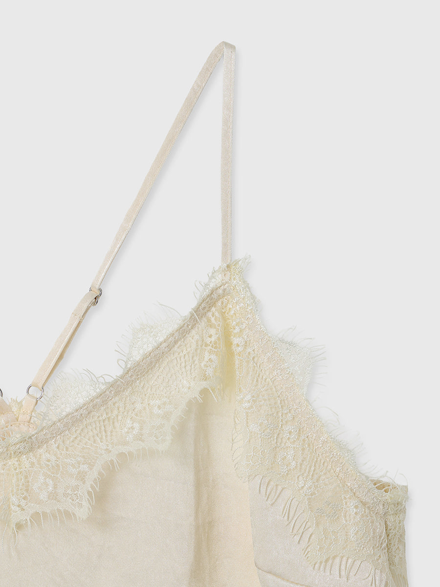 サテンレースキャミ