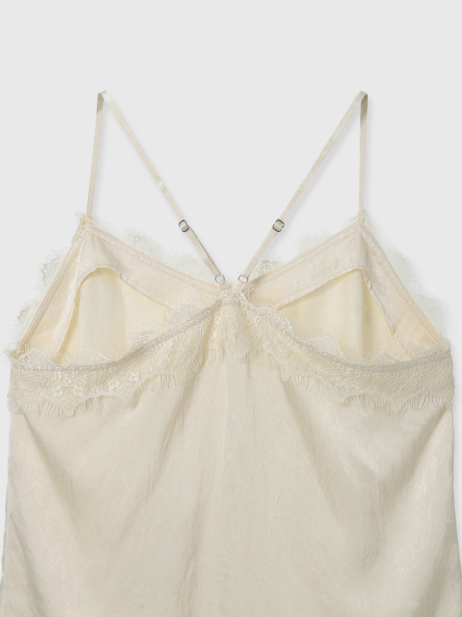 サテンレースキャミ