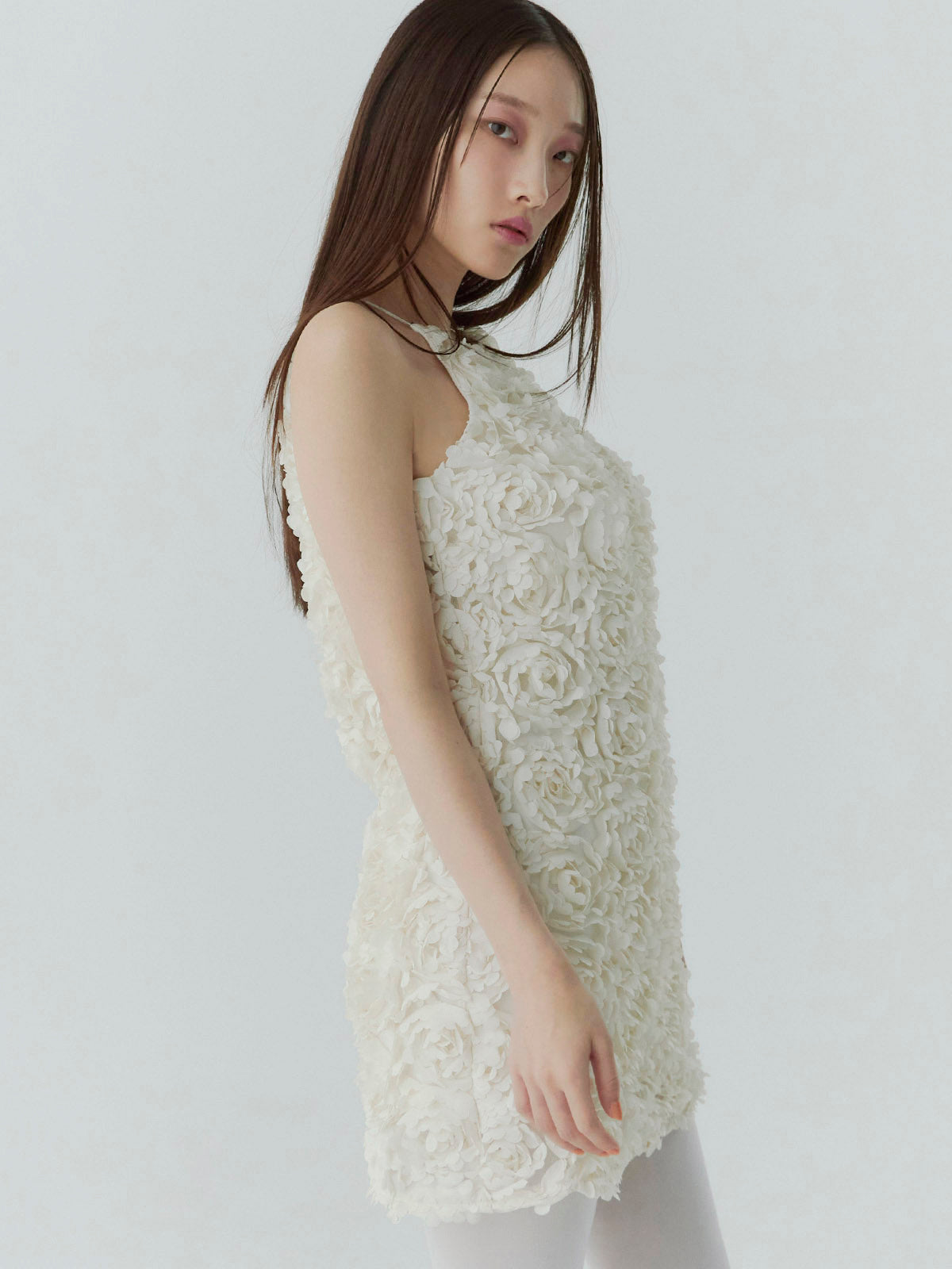 ボリュームフラワーモチーフアメスリワンピース