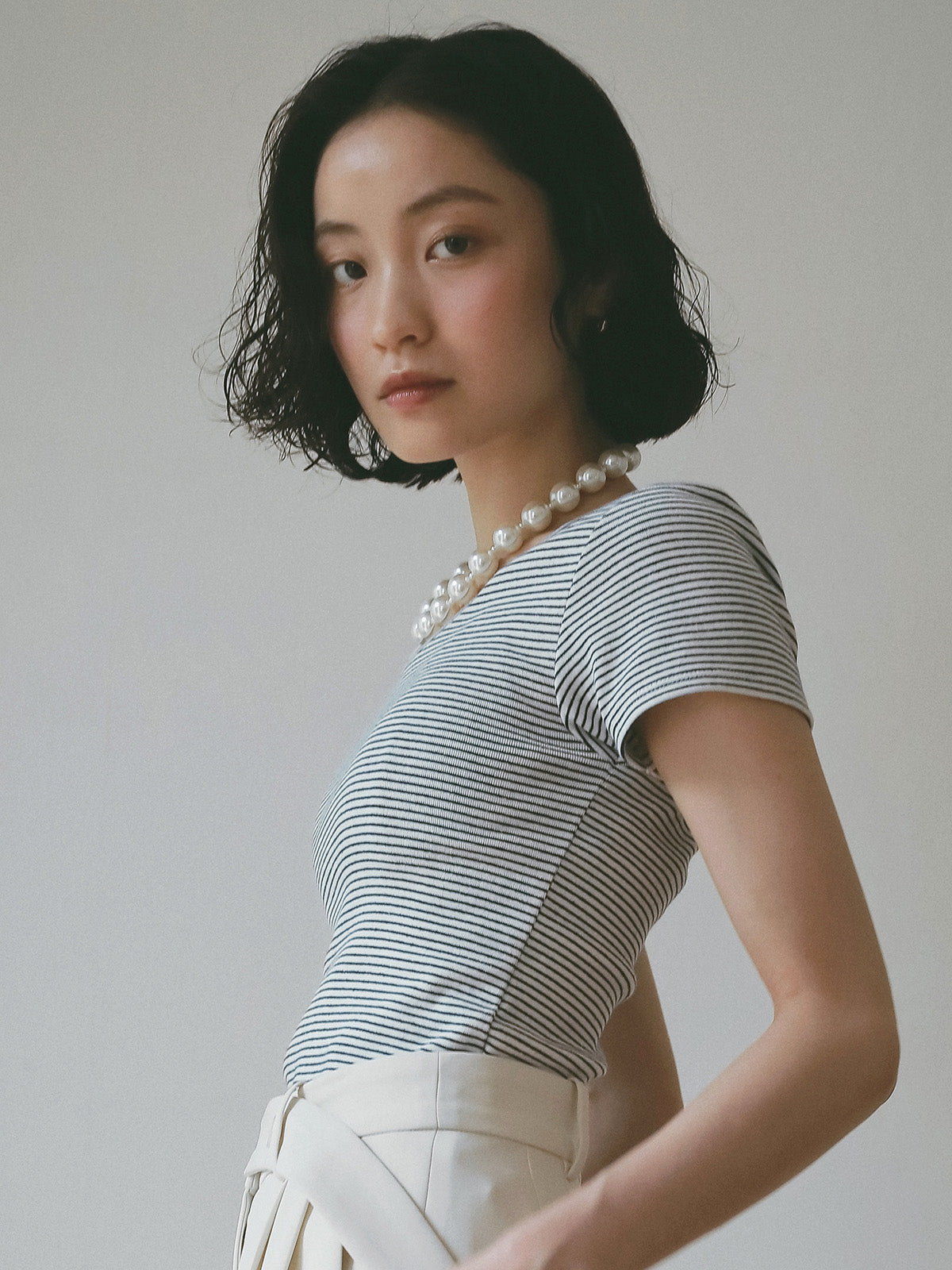 ボーダーリブＴシャツ