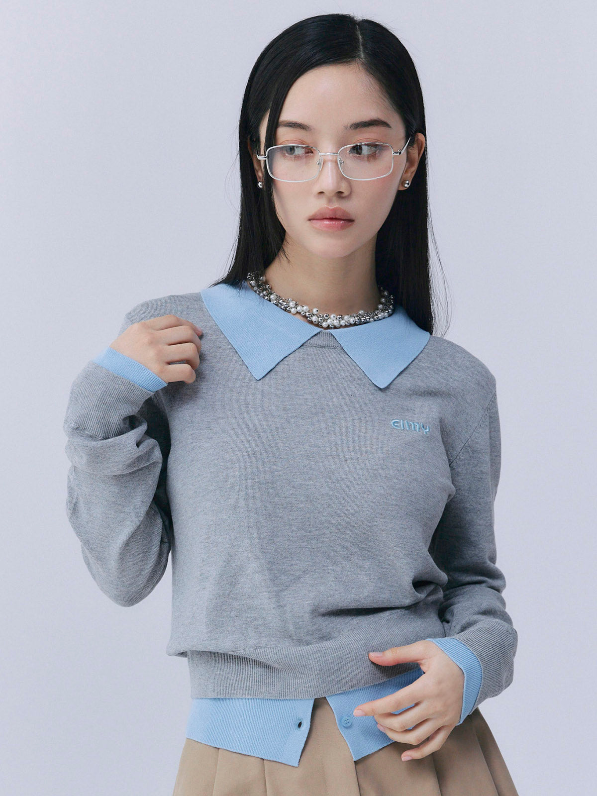 ニットレイヤードトップス