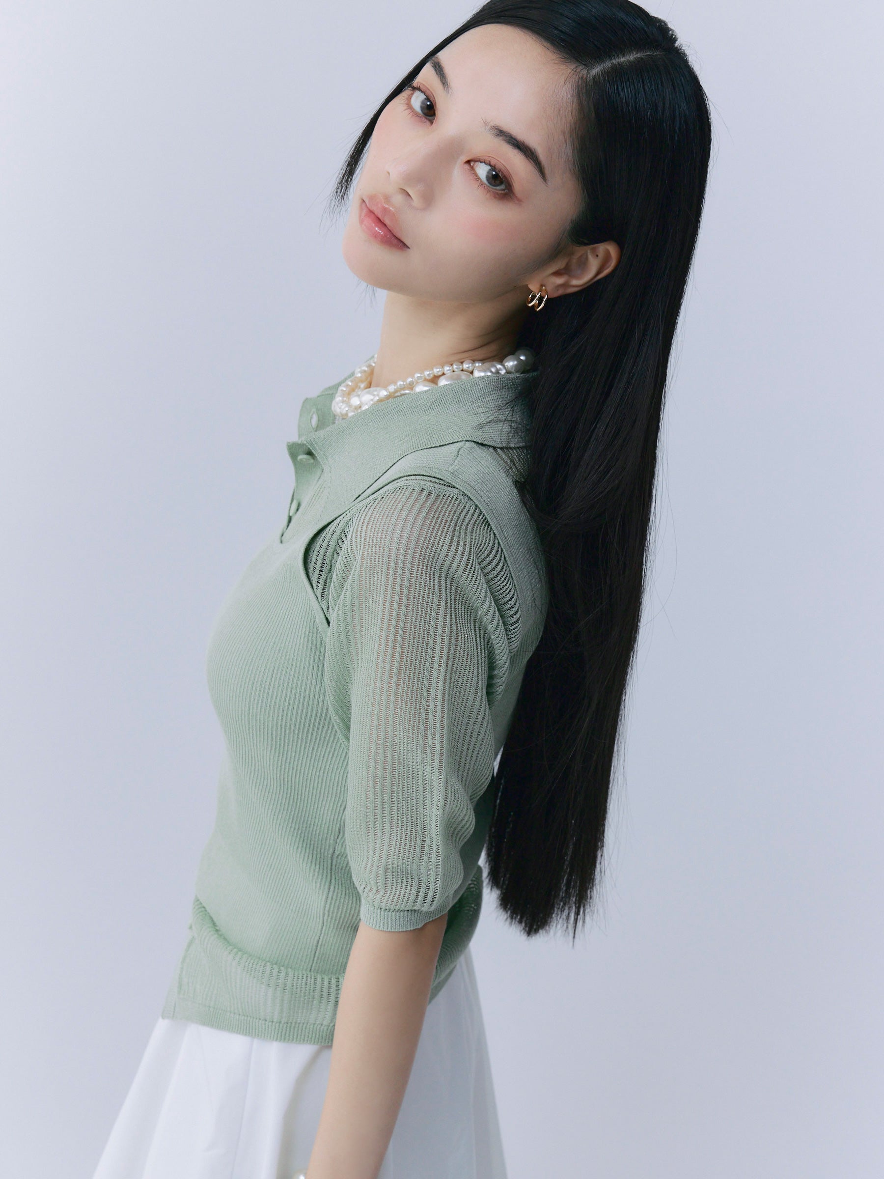 透かし編みニットアンサンブル