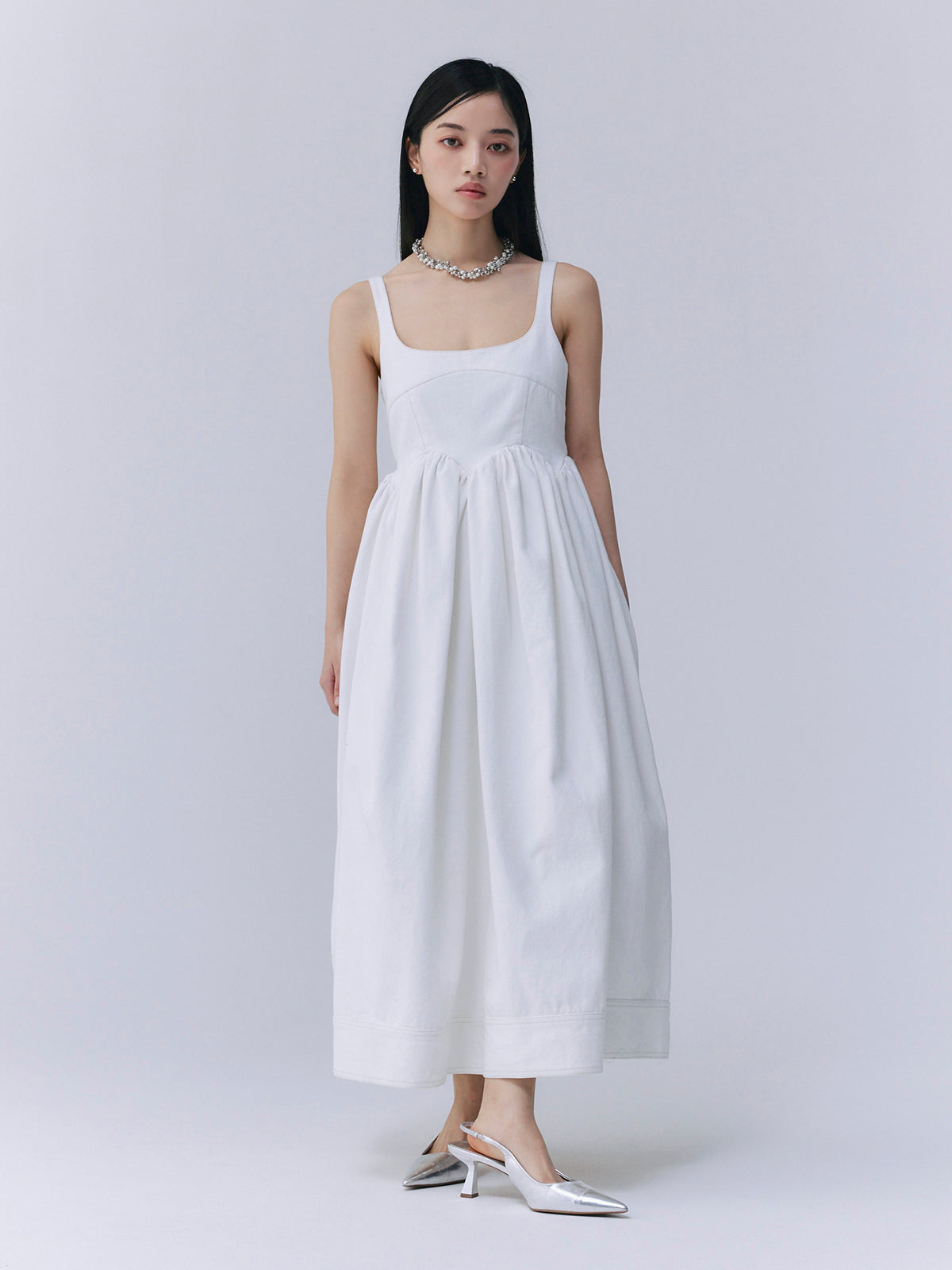 デニムビスチェワンピース