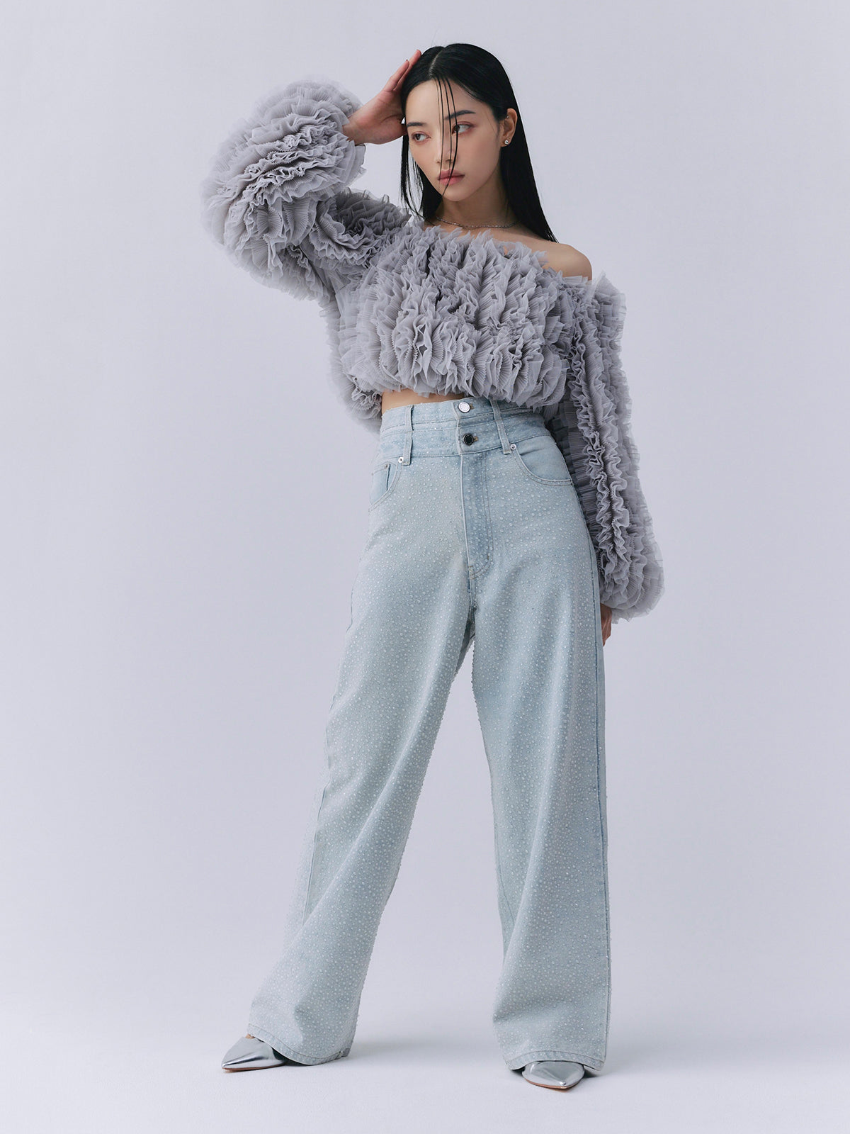 drop patternデニムパンツ