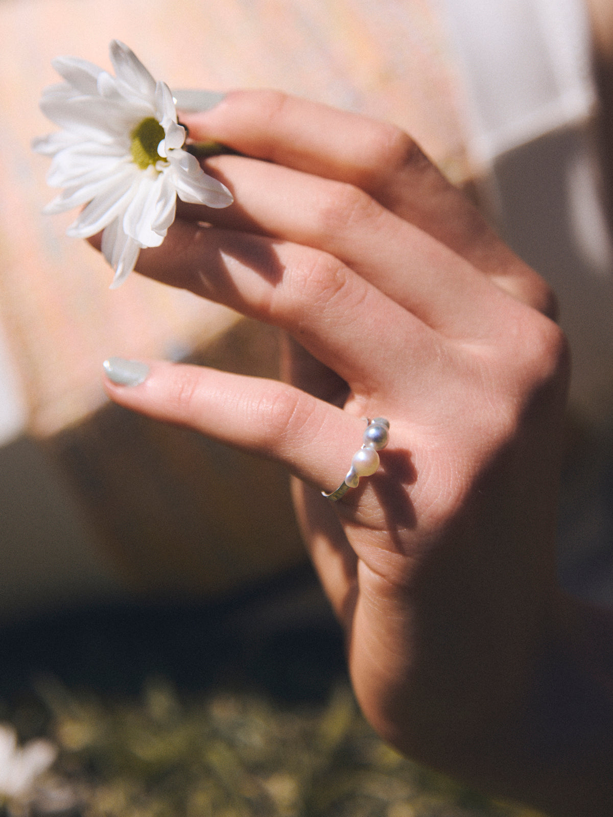 【AYUS】Akoya natural baropue pearl 2P ring  5.0mm 9号