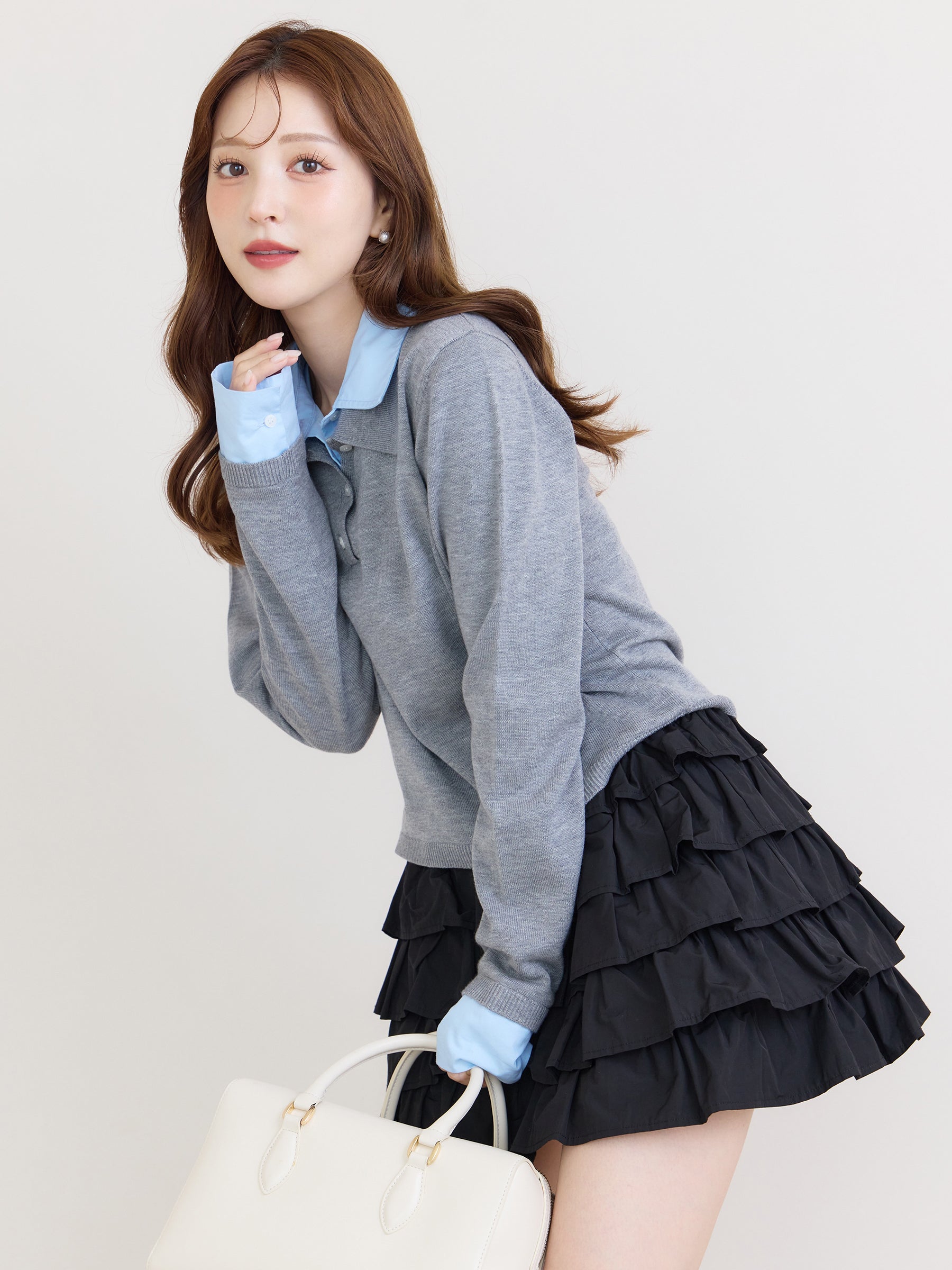 【New Color】ダブルカラーデザインニット