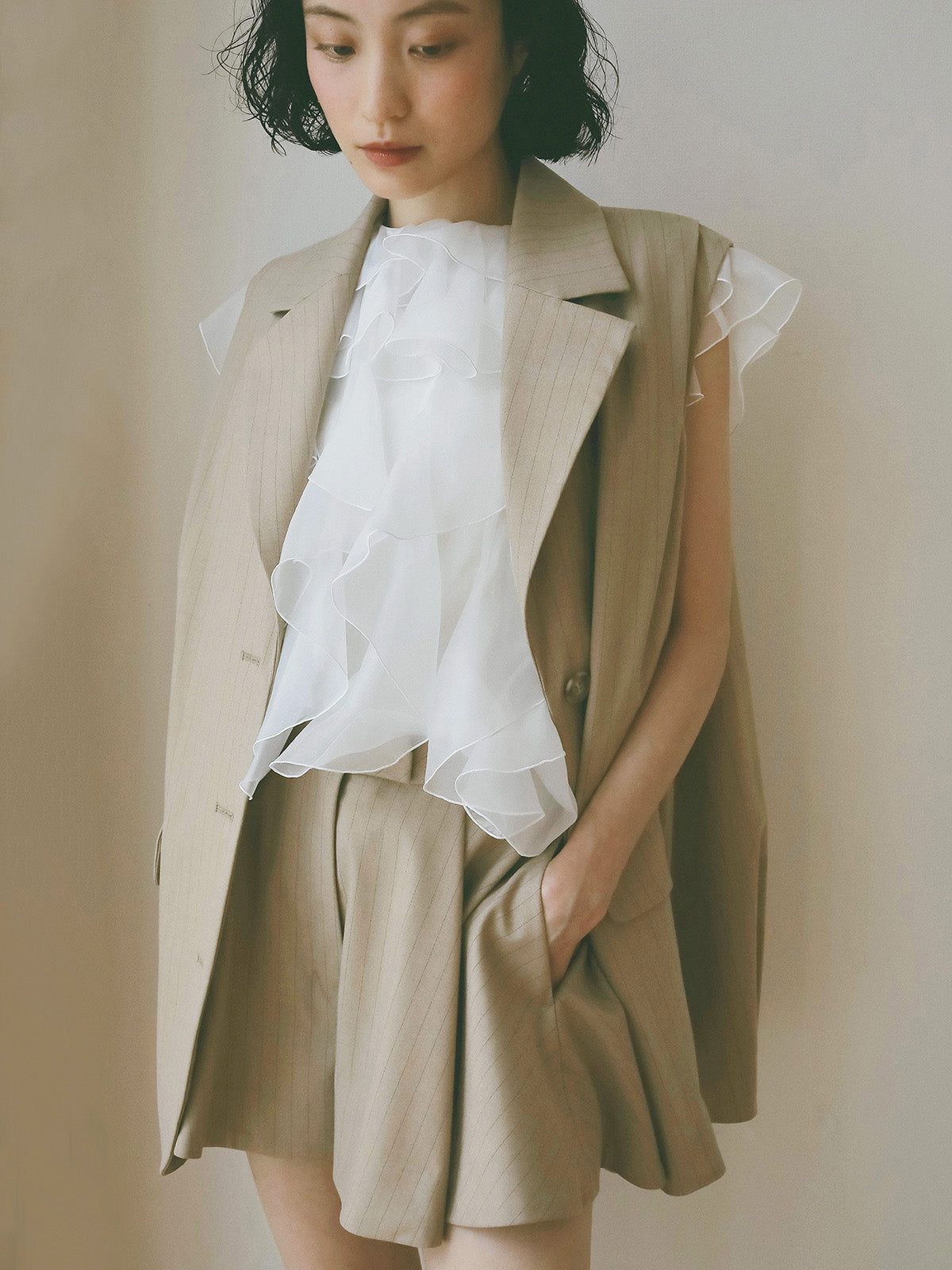 タックハーフパンツ