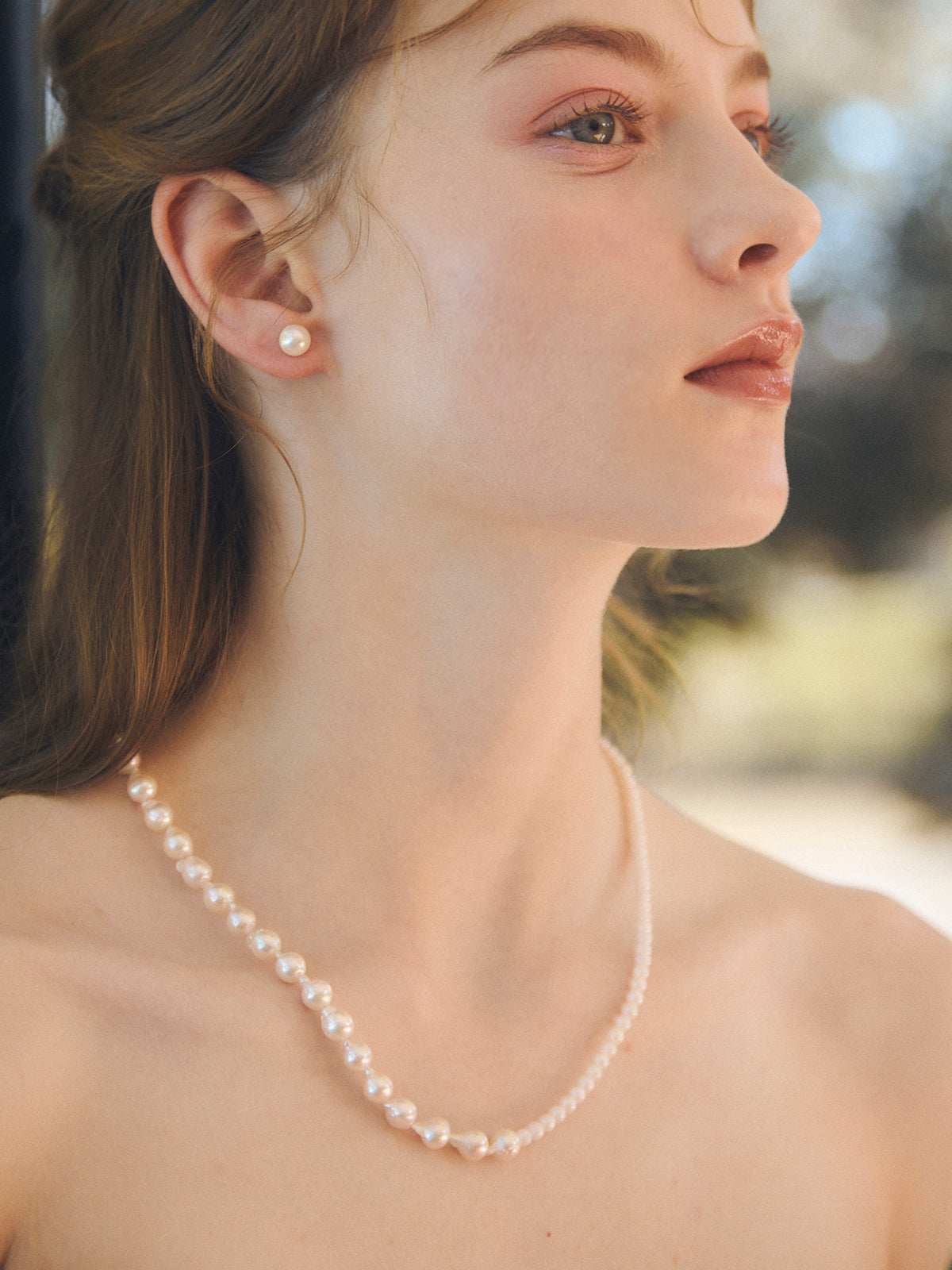 【AYUS】Akoya baropue pearl 2tone necklace 4.0-8.0mm