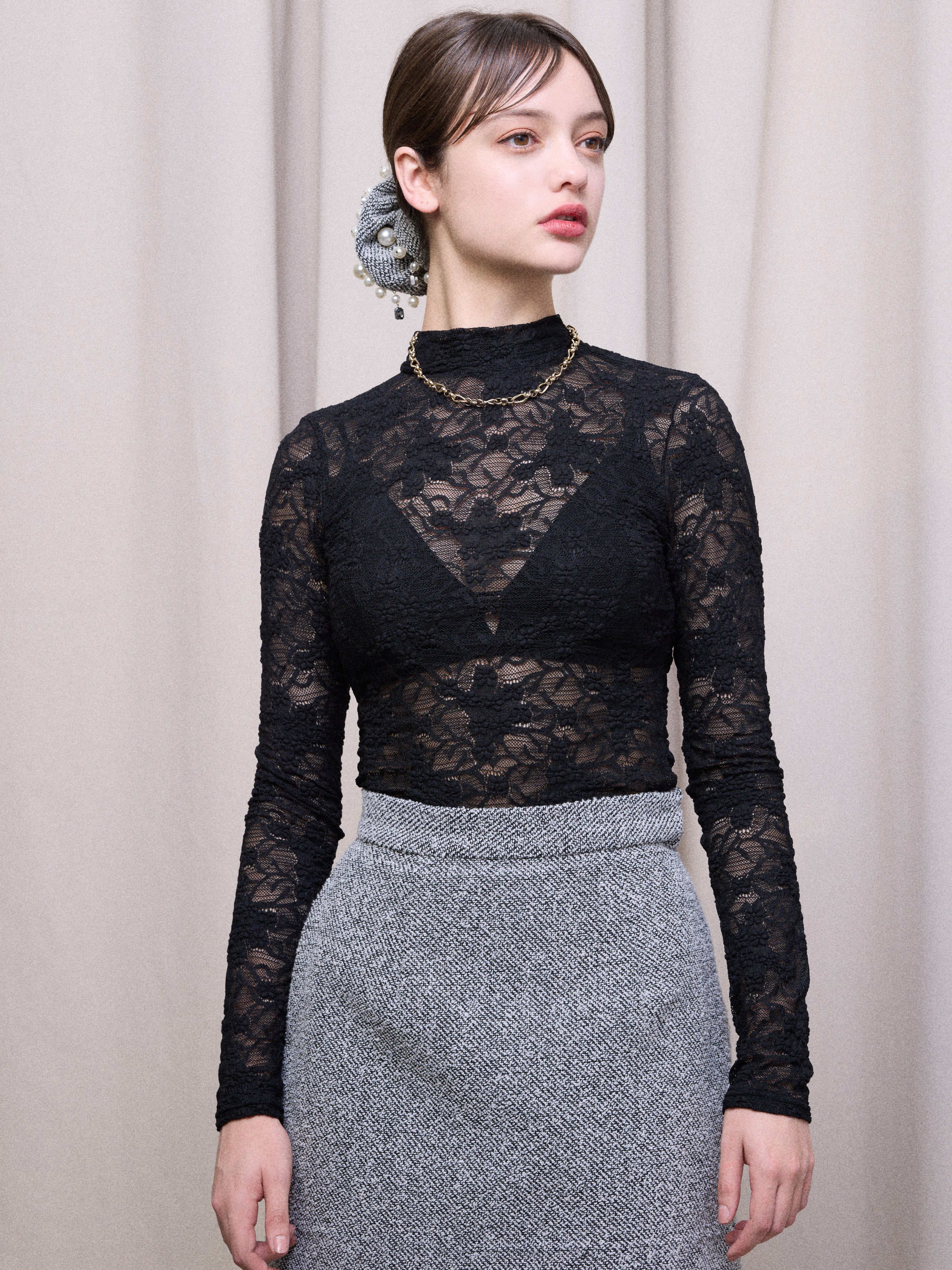 バックオープンプランジブラキャミソール