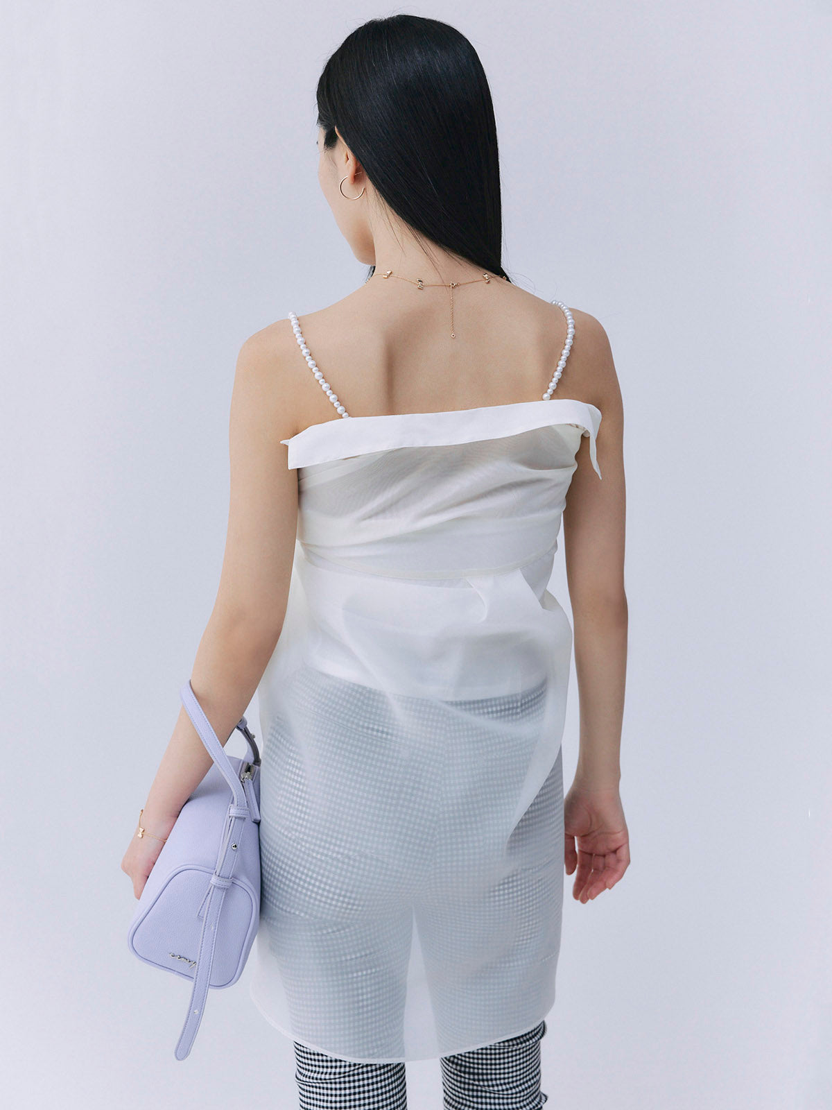 パールストラップオーガーンジーシャツ