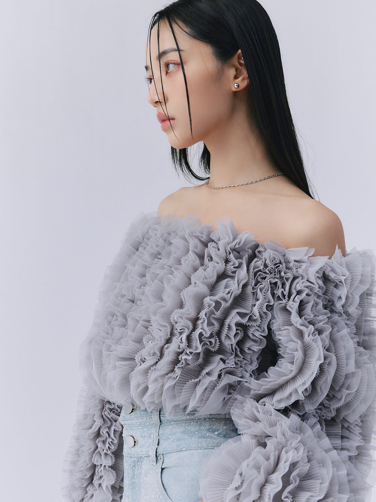 ボリュームチュールオフショルトップス