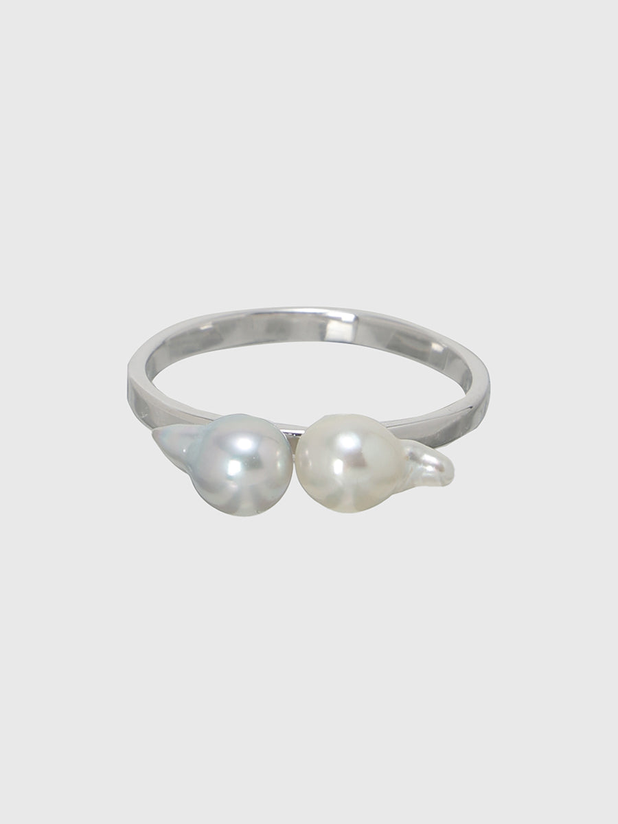 【AYUS】Akoya natural baropue pearl 2P ring  5.0mm 11号