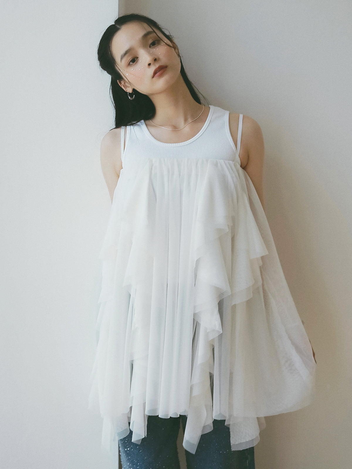 リブタンクセットボリュームチュールチュニック