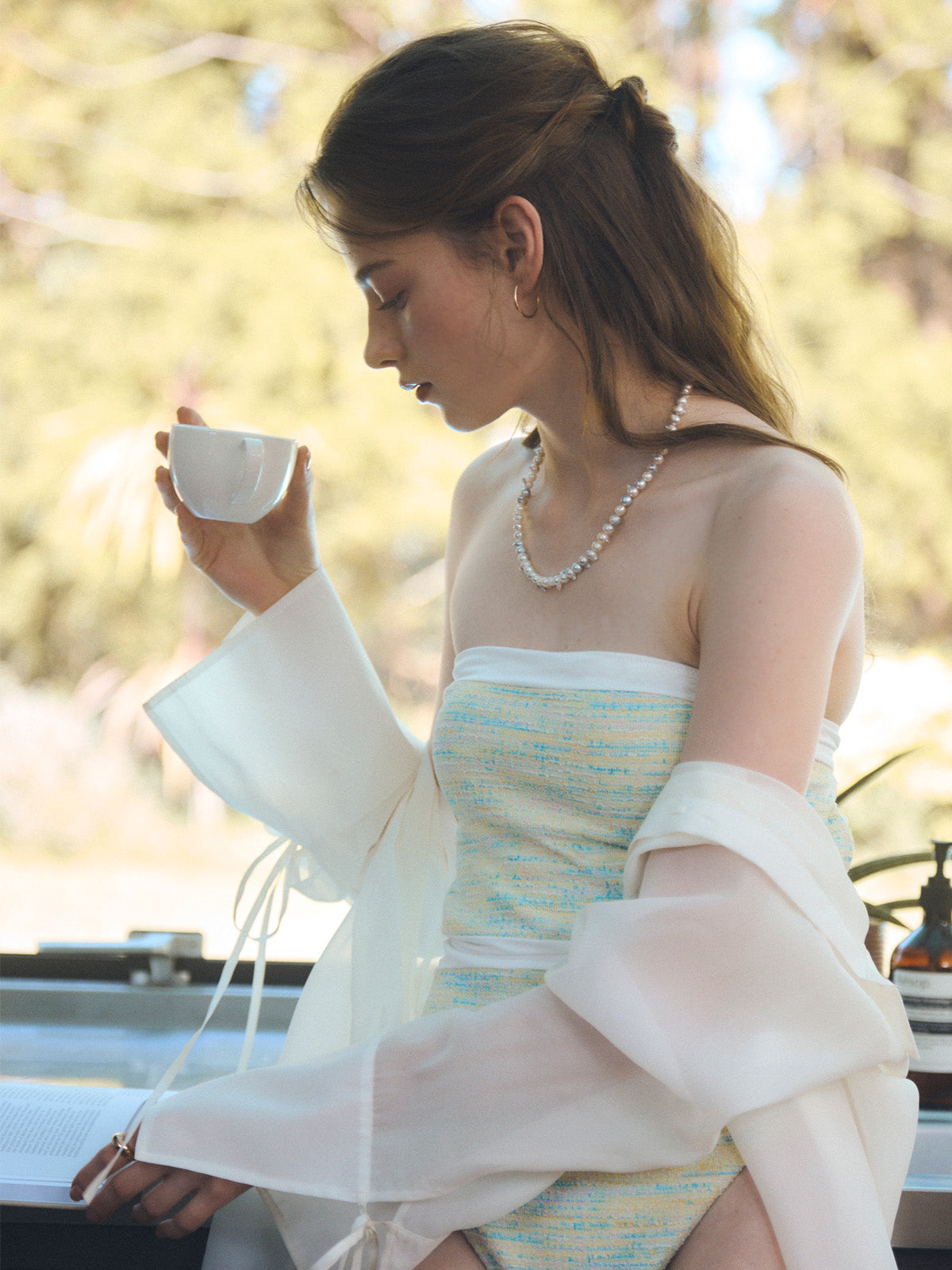 バックリボンツイードワンピース