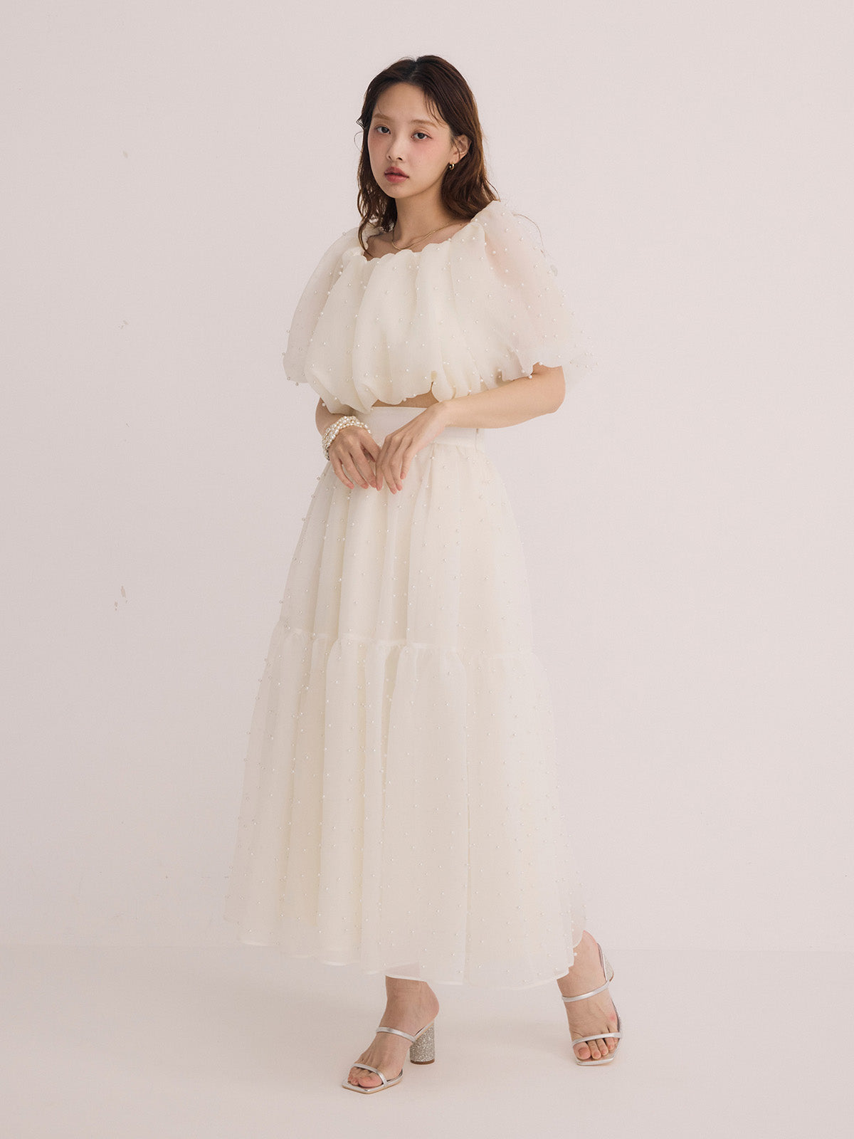 パールスタッズフレアスカート