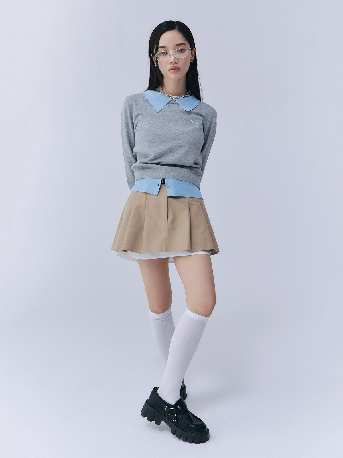 ニットレイヤードトップス