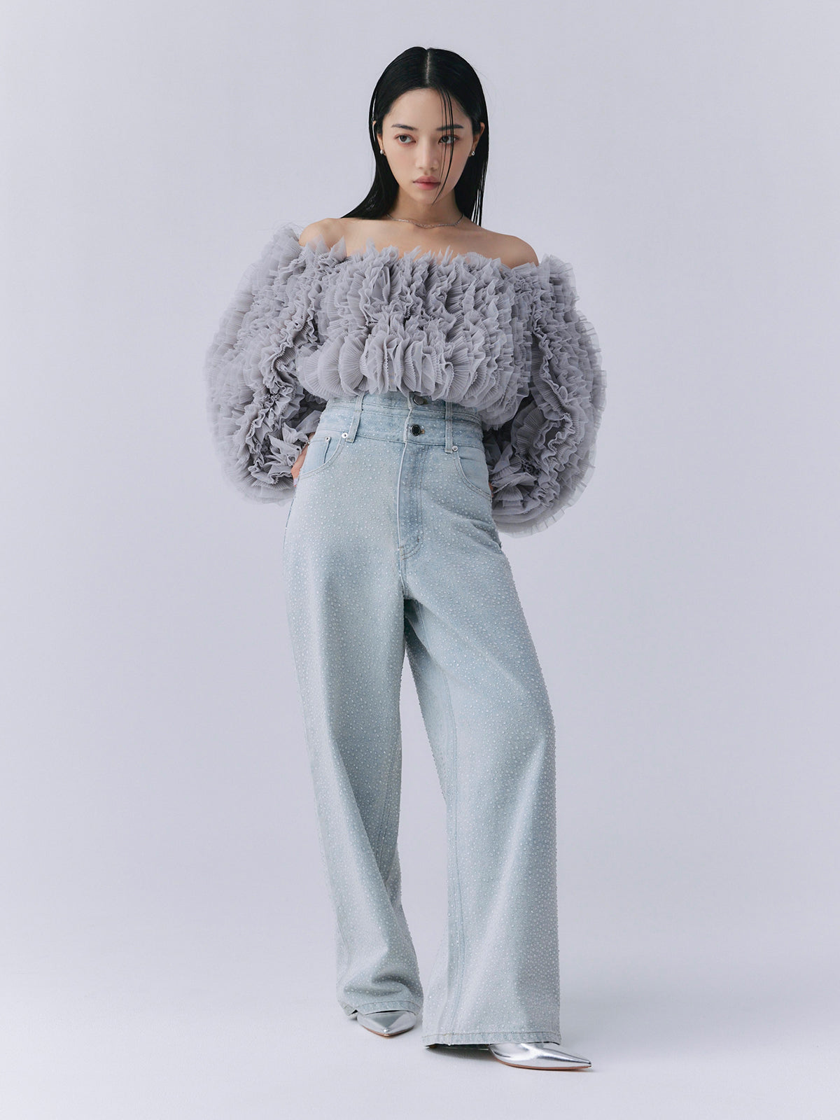 ボリュームチュールオフショルトップス