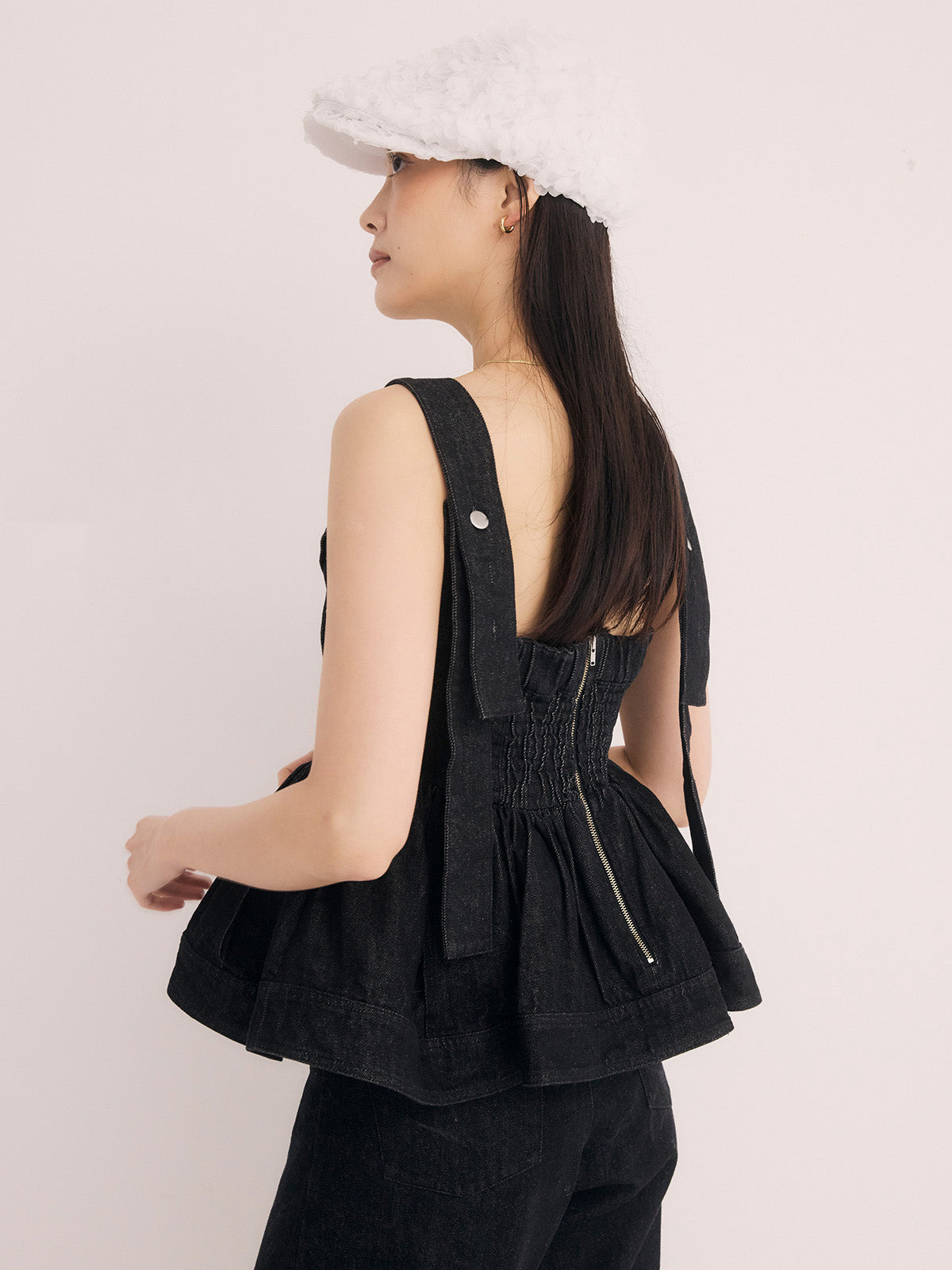 ペプラムデニムビスチェ