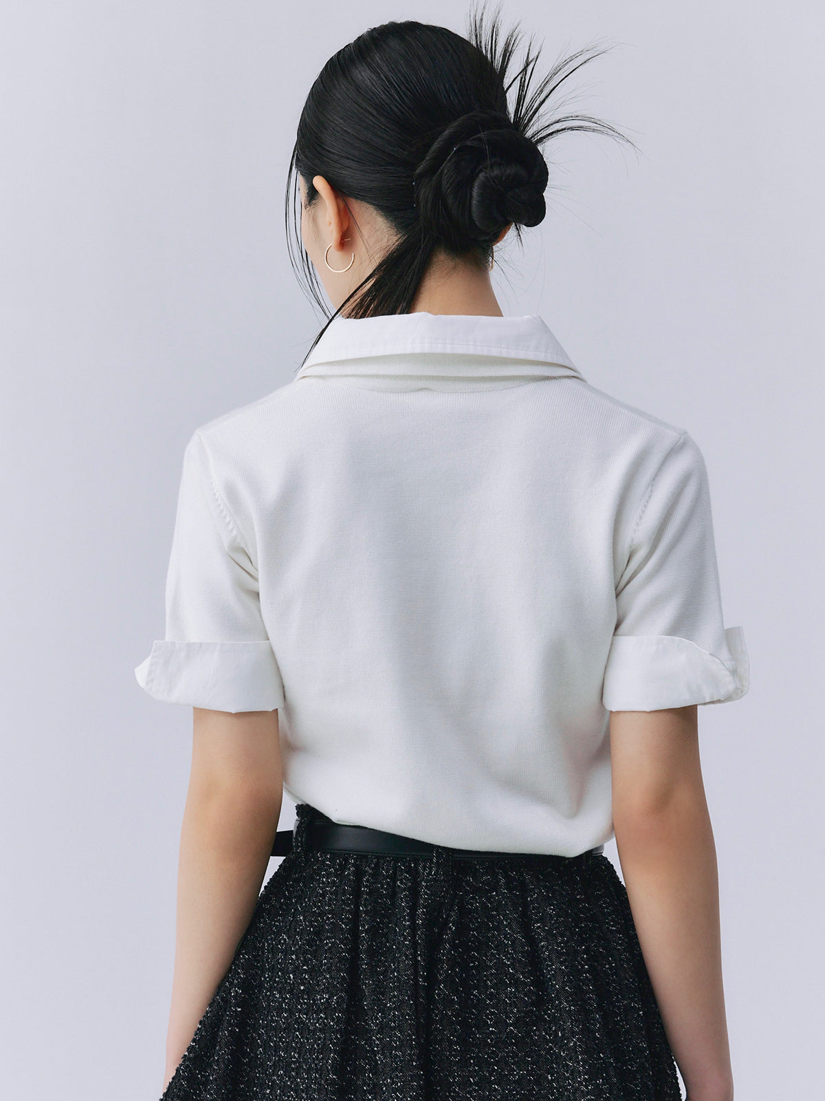 ハーフスリーブダブルカラーニット