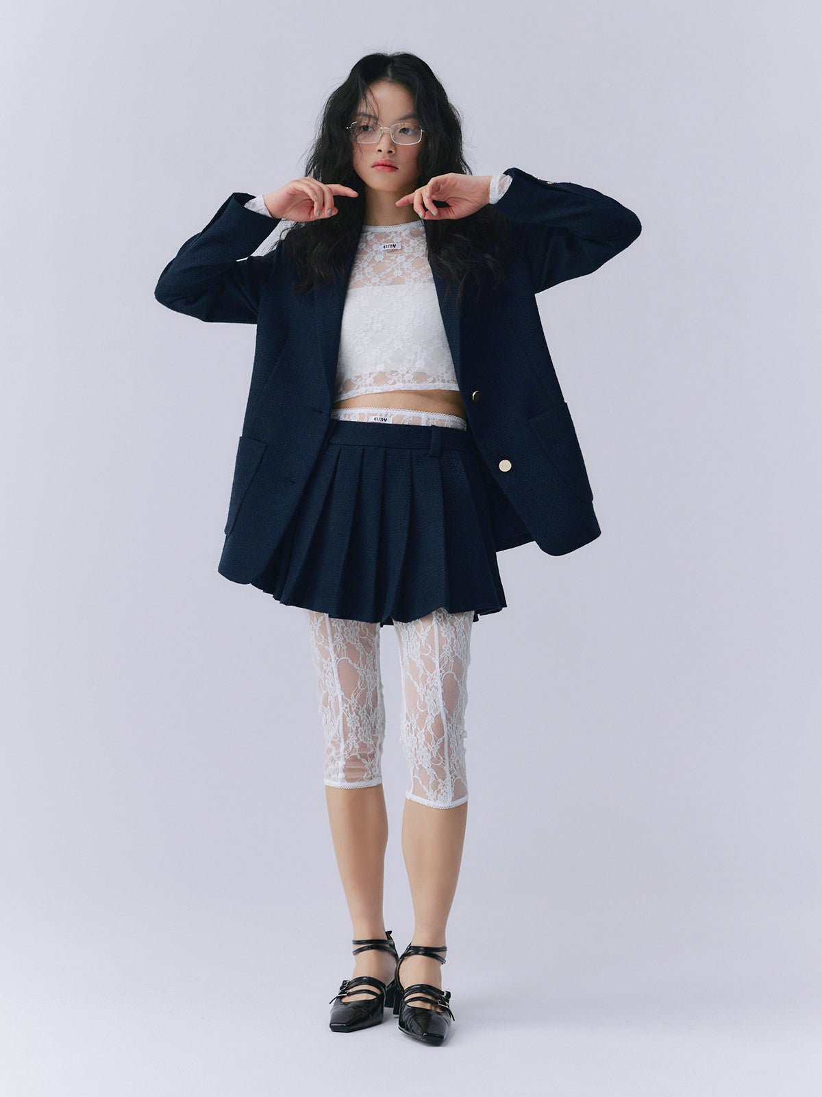 ツイードプリーツミニスカート