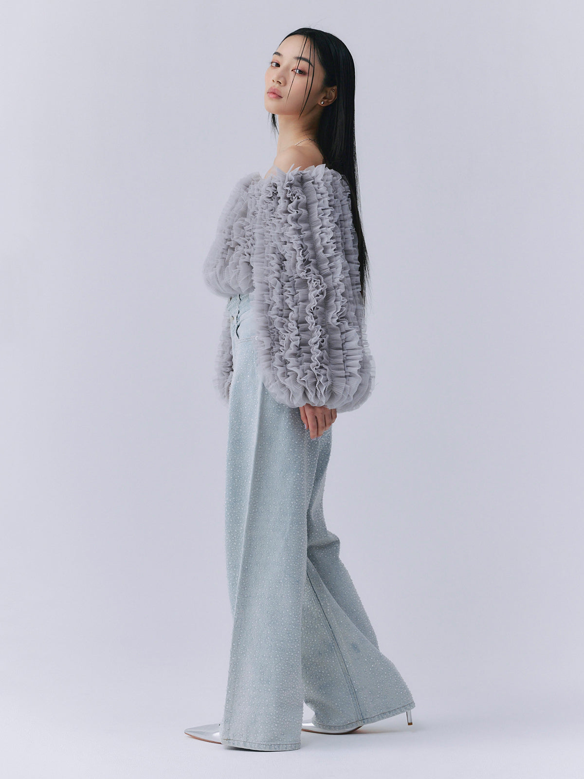 drop patternデニムパンツ