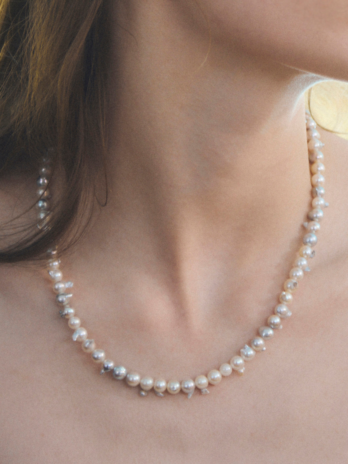 【AYUS】Akoya baropue pearl clicker necklace 6-7.5mm