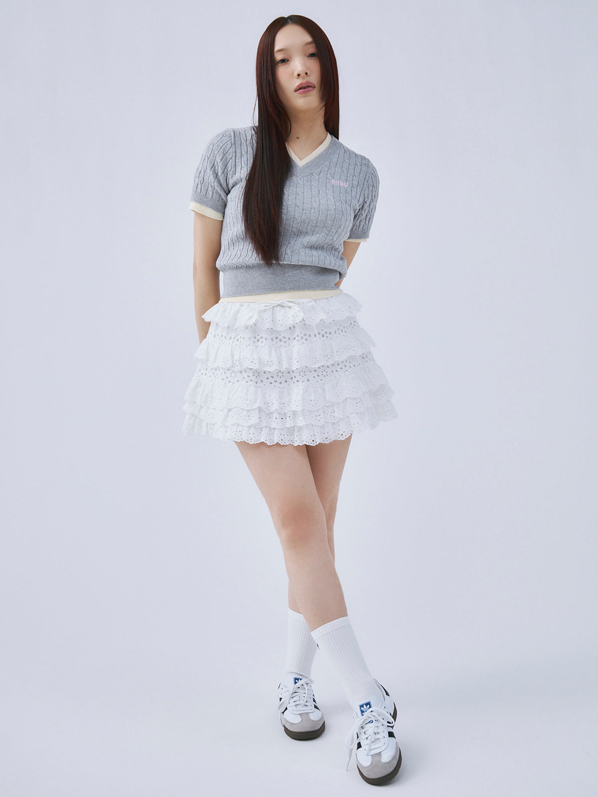 値下げ♡ 新品未使用　yori ミニ裏毛ティアードカットソー　ホワイト♡ ベーシック裏毛ティアードカットソー – yori shirocon