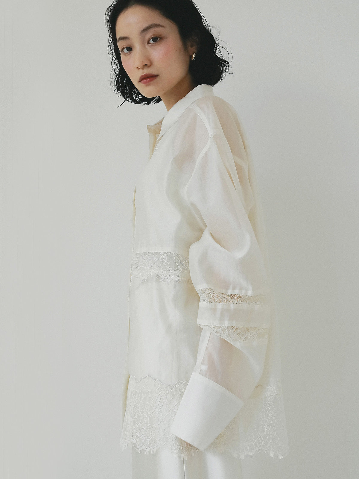 レースコンビシアーシャツ