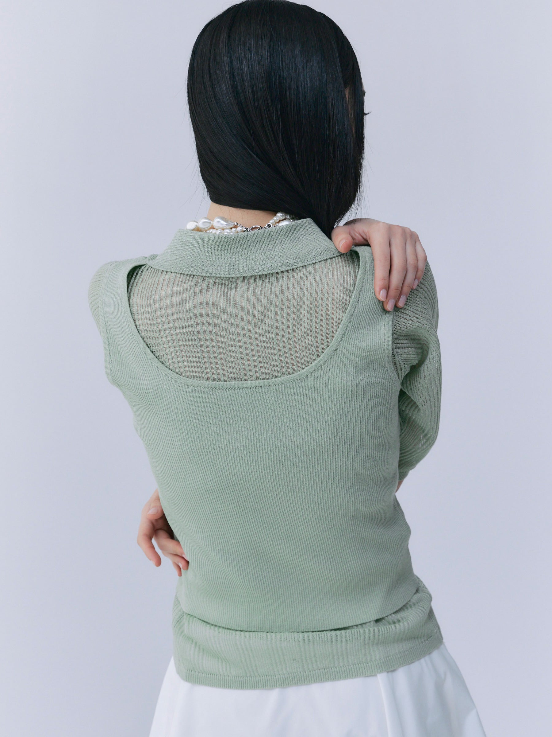 透かし編みニットアンサンブル