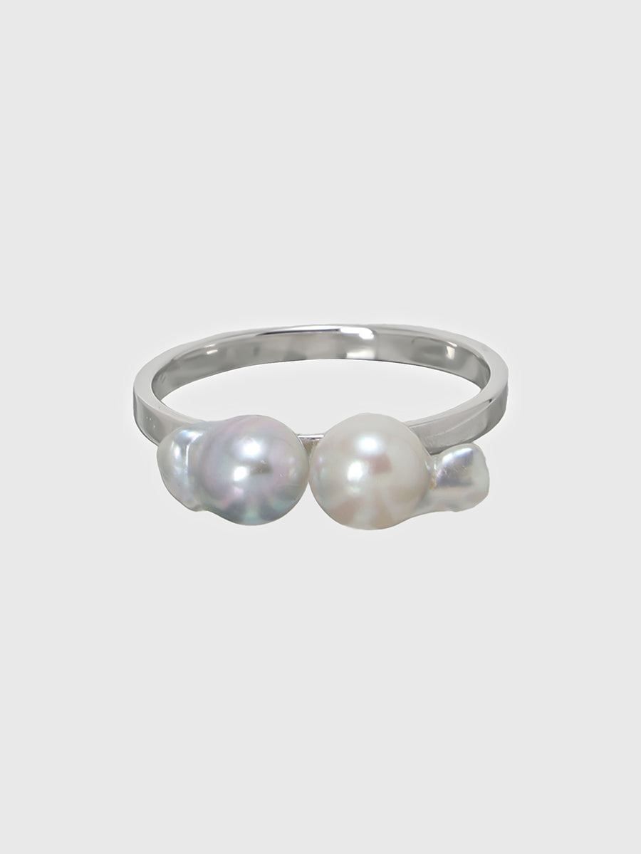 【AYUS】Akoya natural baropue pearl 2P ring  5.0mm 9号