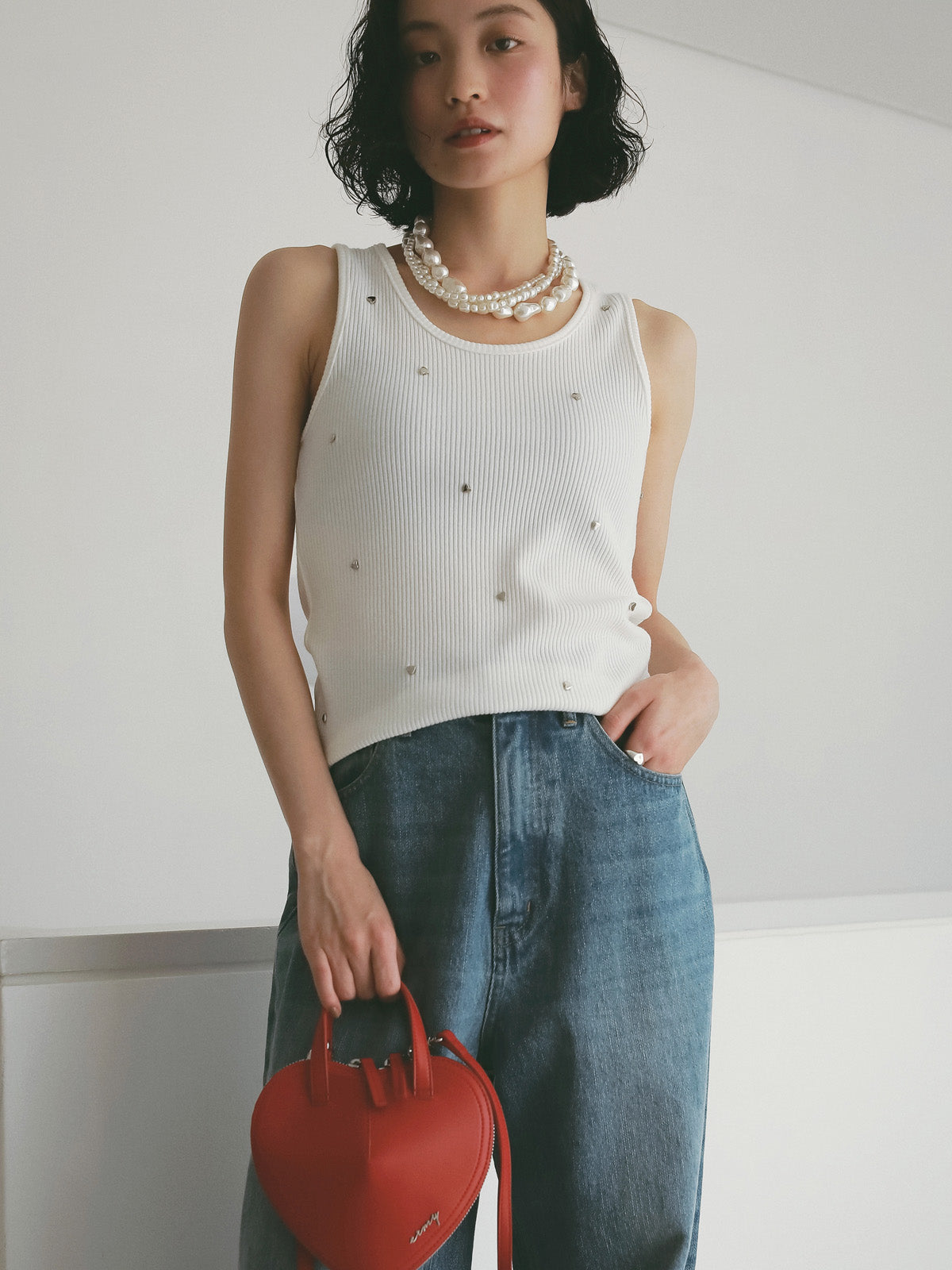 ハートスタッズタンクトップ