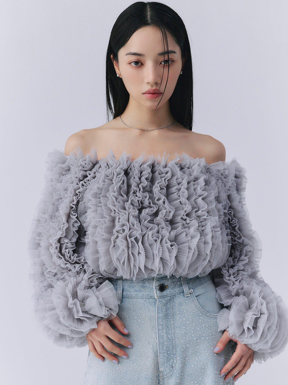 drop patternデニムパンツ