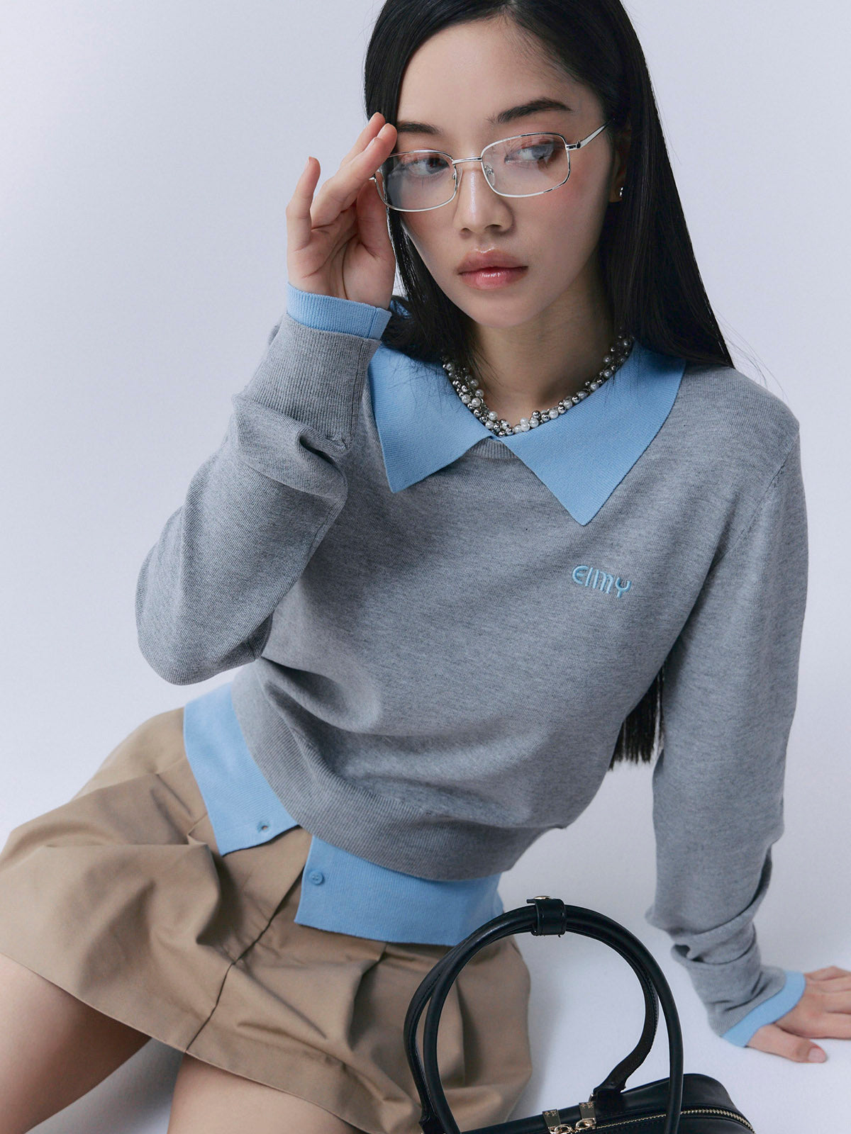 ニットレイヤードトップス