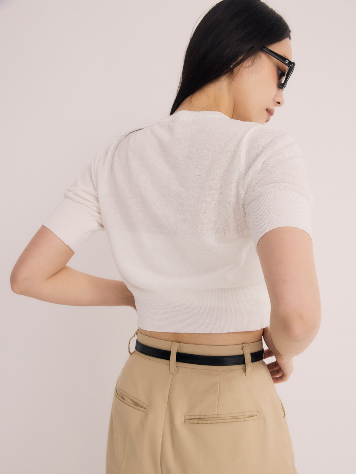 ハーフスリーブシアーニットカーデ