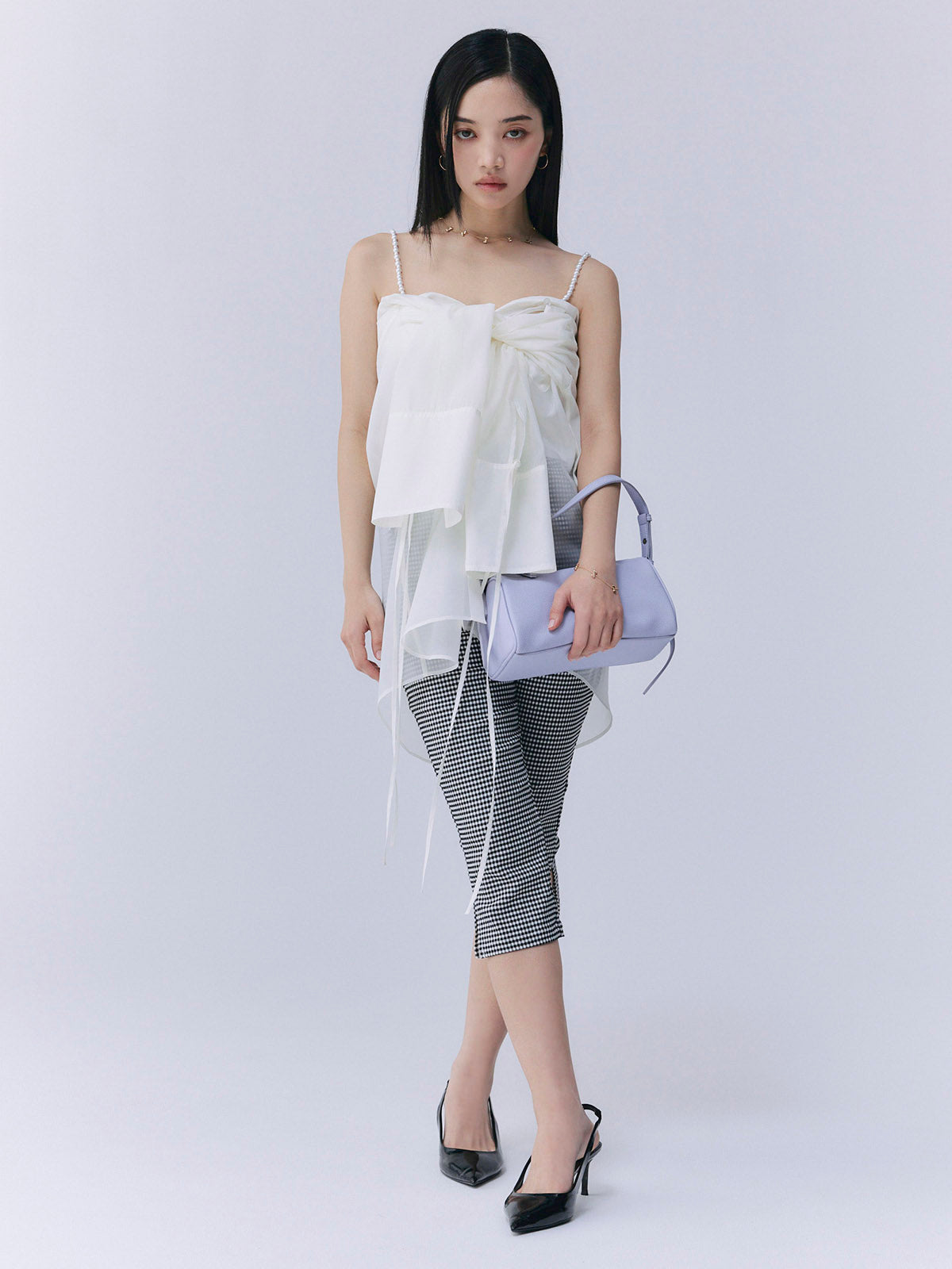 パールストラップオーガーンジーシャツ