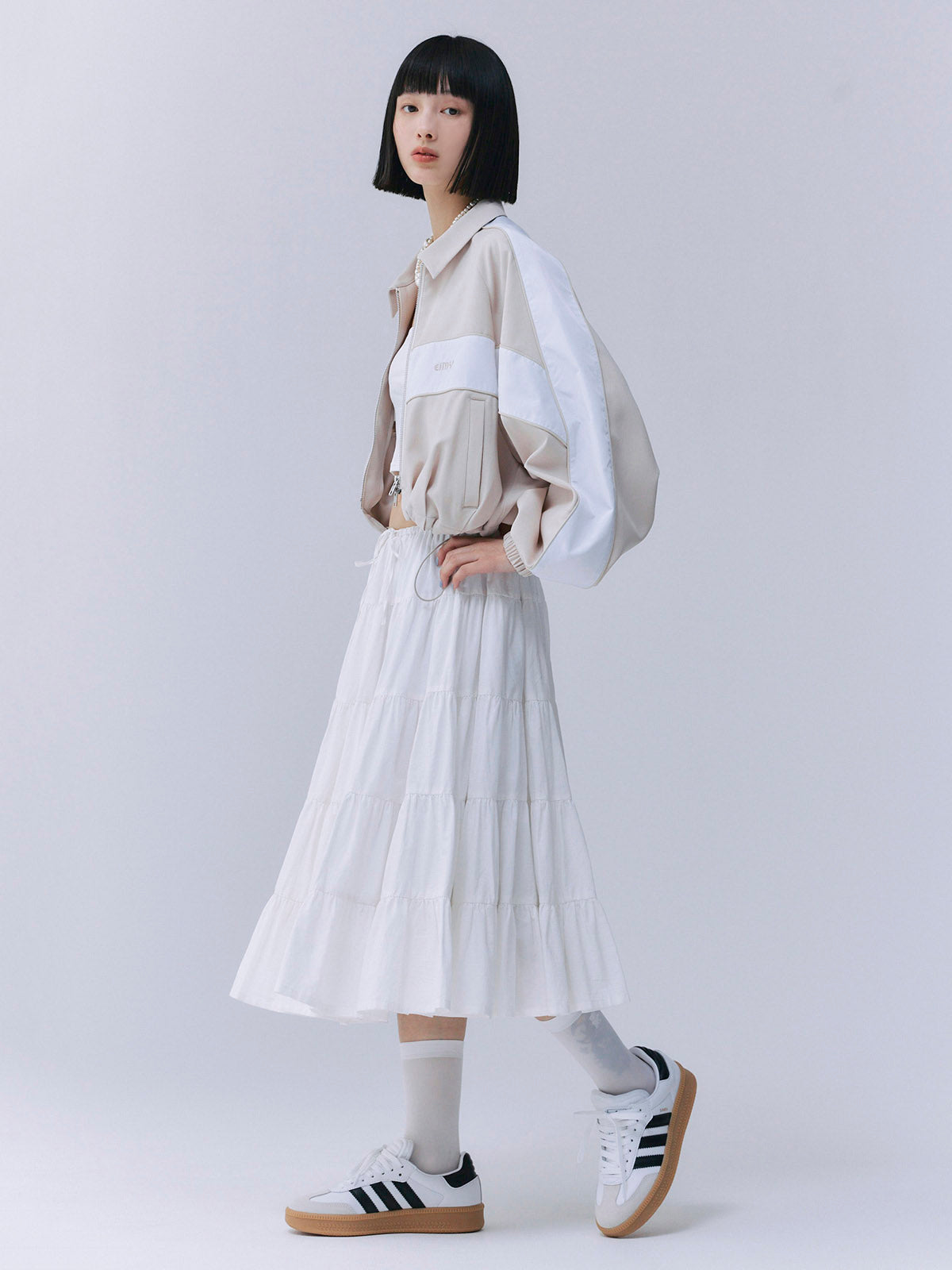 スイッチングバイカラーブルゾン